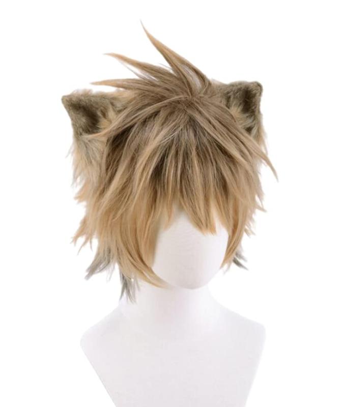 コスプレウィッグ ラギー・ブッチ Ruggie Bucchi 獣耳付き コスチューム用小物 専用ネットと櫛付 ハロウィン 仮装 ブラウン