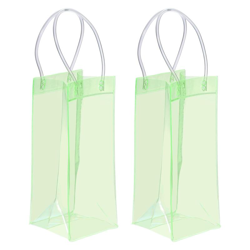 PATIKIL Ice Wine Bag, Portable Collapsible Clear Wine Pouch Cooler Clear PVC Gift Bags with Handles for Champagne vision-stores-10457083 ビジョンストア サンプル画像2