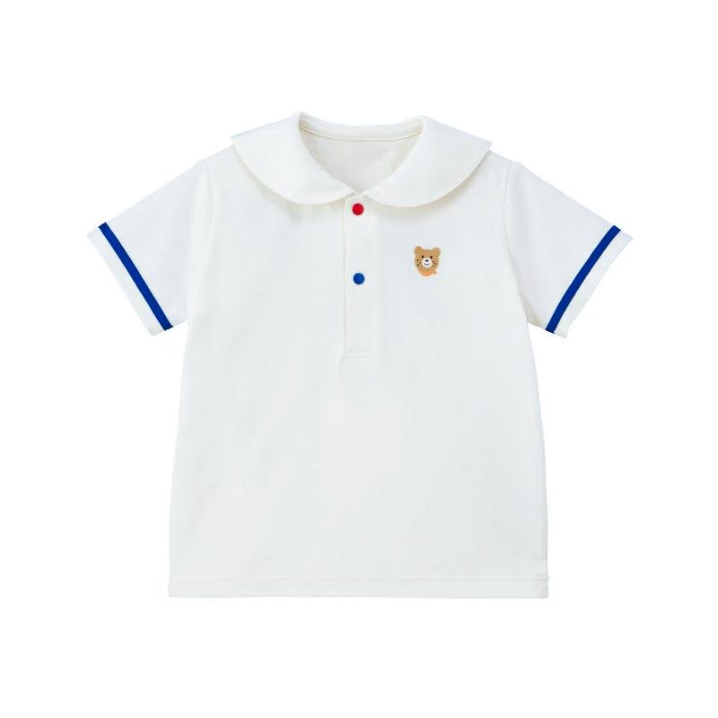 シャツ 男の子 女の子 キッズ 子供 半袖 Tシャツ ポロシャツ トップス インナー マリン セーラー クマ かわいい カジュアル 綿 コットン 普段使い 通園 通学 お出かけ
