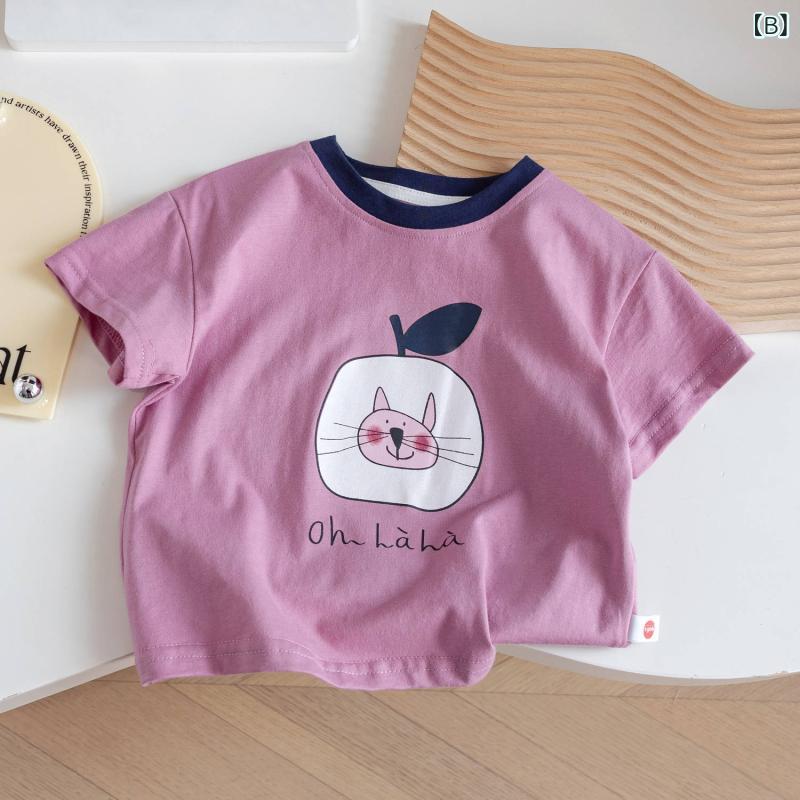 ビジョンストアのTシャツ キッズ 女の子 男の子 トップス 半袖 カットソー プルオーバー 子供服 子ども ジュニア プリント キャラクター アニメ イラスト かわいい お出かけ 普段使い カジュアル 丸首 ラウンドネック 春夏 サマー コットン 綿｜アングル3