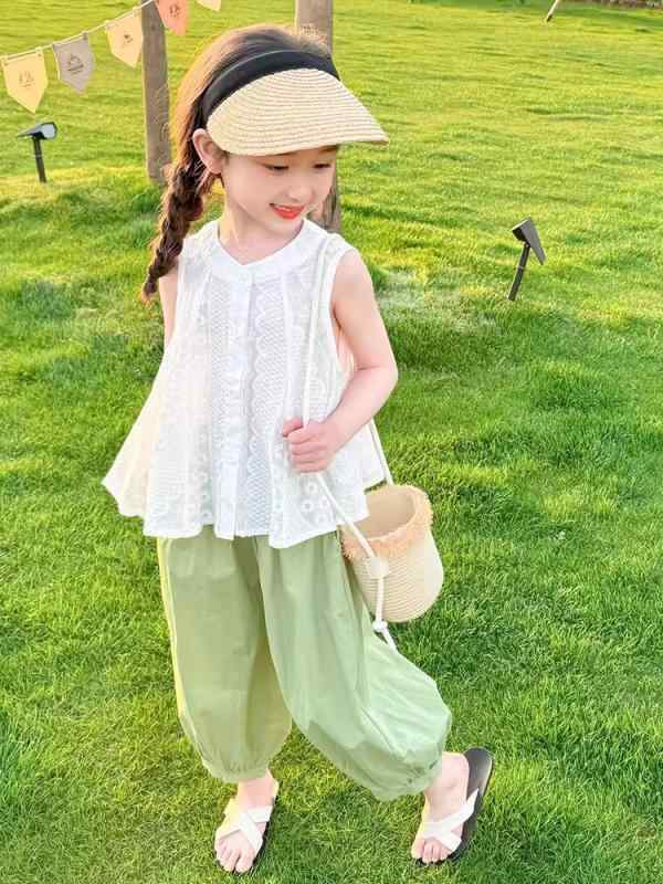 セットアップ キッズ 女の子 子供 ベビー 夏服 半袖 トップス シャツ ブラウス 半袖シャツ ドールカラー フリル ボリューム袖 襟付きパンツ ズボン 長ズボン ロングパンツ カジュアル 上下セット 2点セット かわいい 韓国風 お出掛け 旅行 通園服