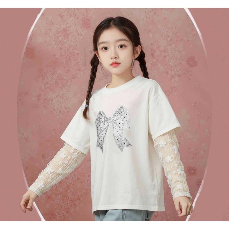 Tシャツ 女の子 キッズ 子供 長袖 カットソー トップス チュニック プルオーバー ...