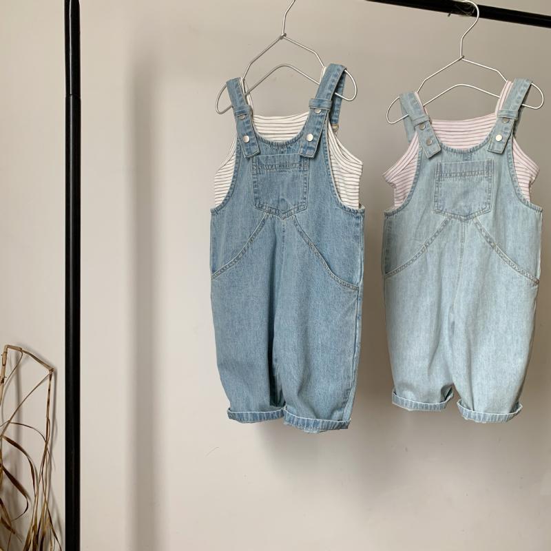 Pantalones para mascotas Bebé Niños Niños Niños Niños Niña Primavera Verano Dínimo Pantalones Colgantes Nórdicos Botones Rosas Lenta Retro Vintage Casual Solsticio Frío Azul