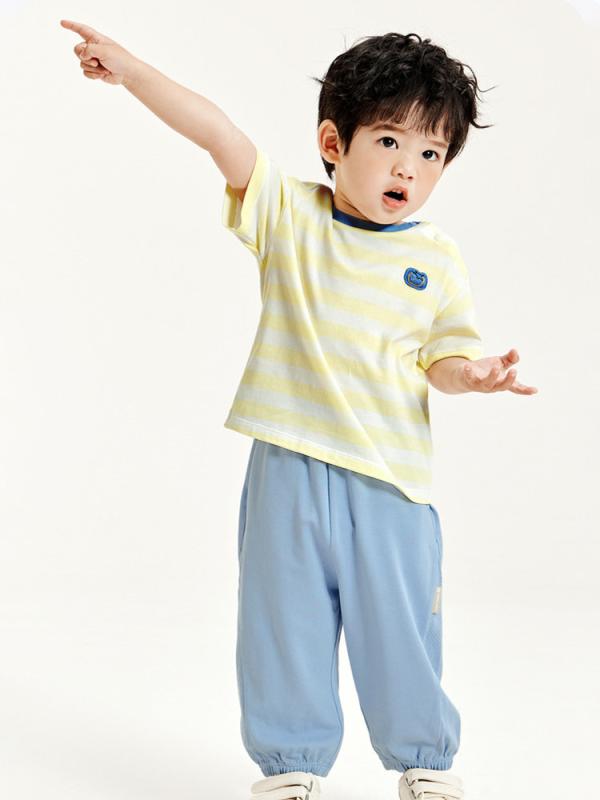 Tシャツ カットソー キッズ 子供 男の子 女の子 半袖 トップス ベビー プルオーバー 肩開き 丸首 クルーネック ストライプ ボーダー インナーシャツ インナー 綿 コットン 柔らかい 通気性 吸水性 カジュアル 普段使い 通学園祭 普段着