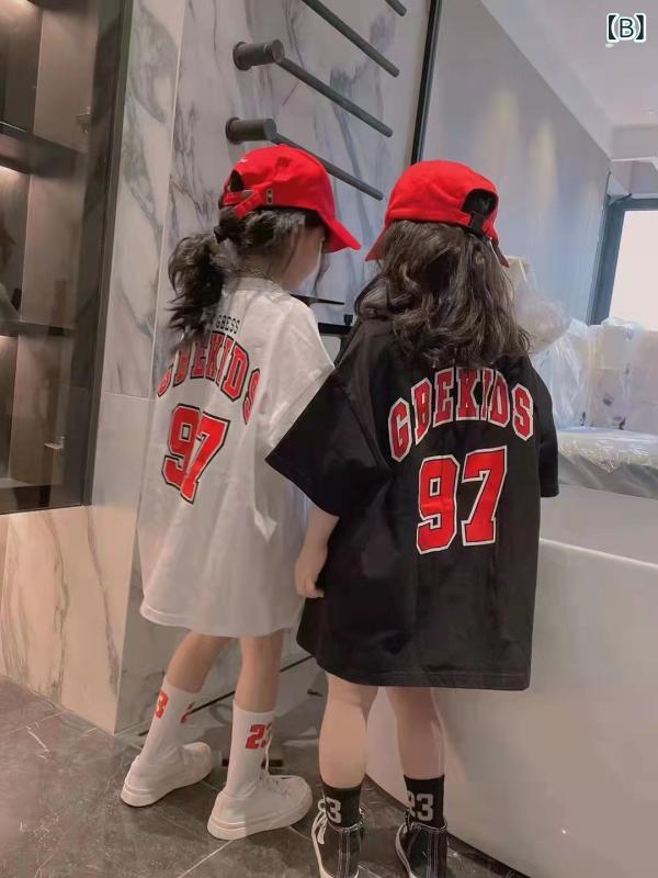 ビジョンストアのTシャツ ワンピース キッズ 男の子 女の子 子供服 ジュニア トップス 半袖 カットソー ミニワンピース コットン 綿100% ルーズフィット ビッグシルエット ゆったり 韓国風 カジュアル 普段使い 通学 通学｜アングル3