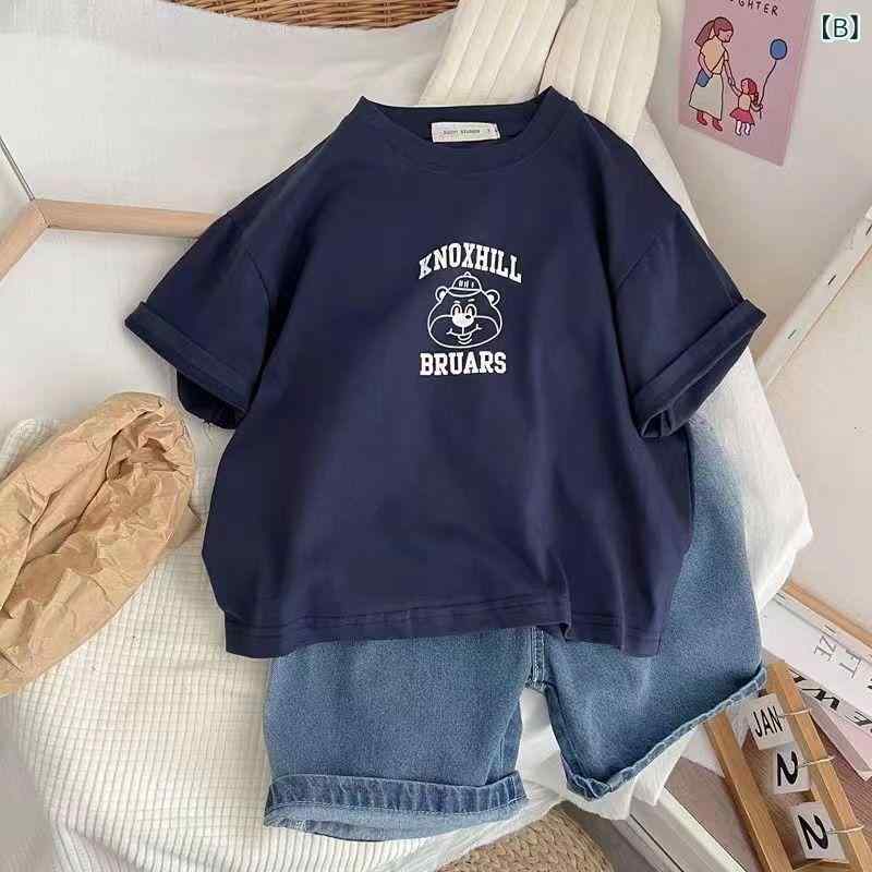ビジョンストアのTシャツ キッズ 男の子 女の子 子供服 半袖 丸首 カットソー プルオーバー トップス 綿 コットン 吸汗 速乾 通気性 伸縮性 カジュアル 普段使い 遊び着 保育園 幼稚園 小学生 プリント キャラクター 動物 春 夏 サマー｜アングル3