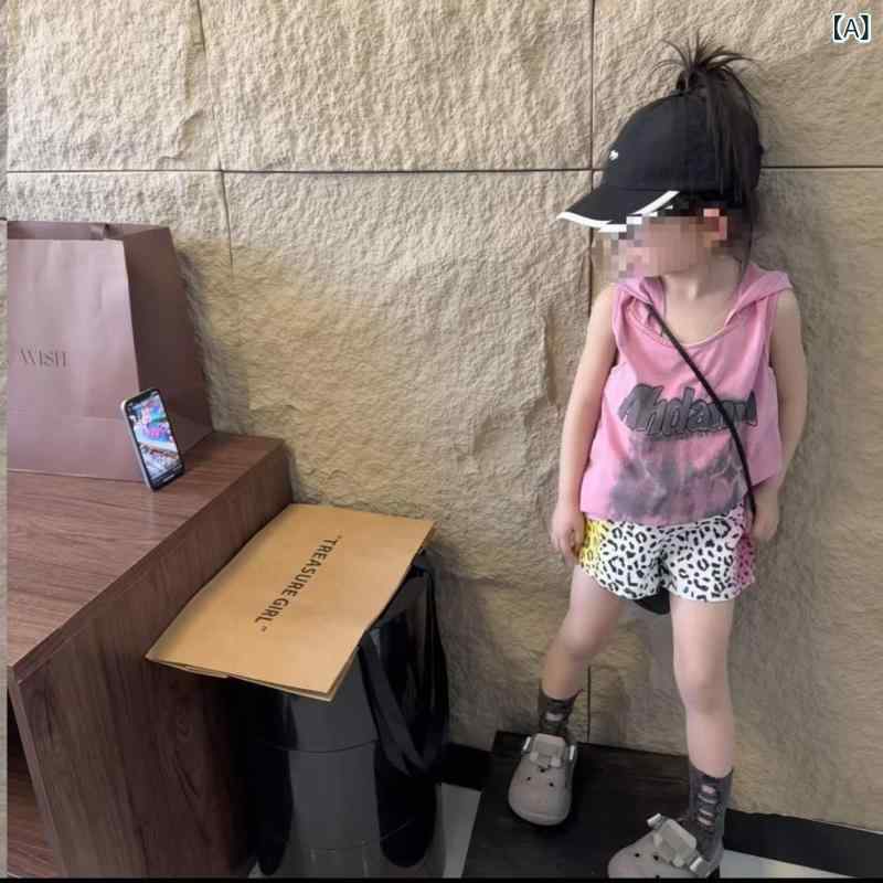 タンクトップ キッズ 男の子 女の子 フード付き ノースリーブ トップス ベスト パーカー カジュアル ヒップホップ ストリート ダンス衣装 韓国風 子供服 おしゃれ