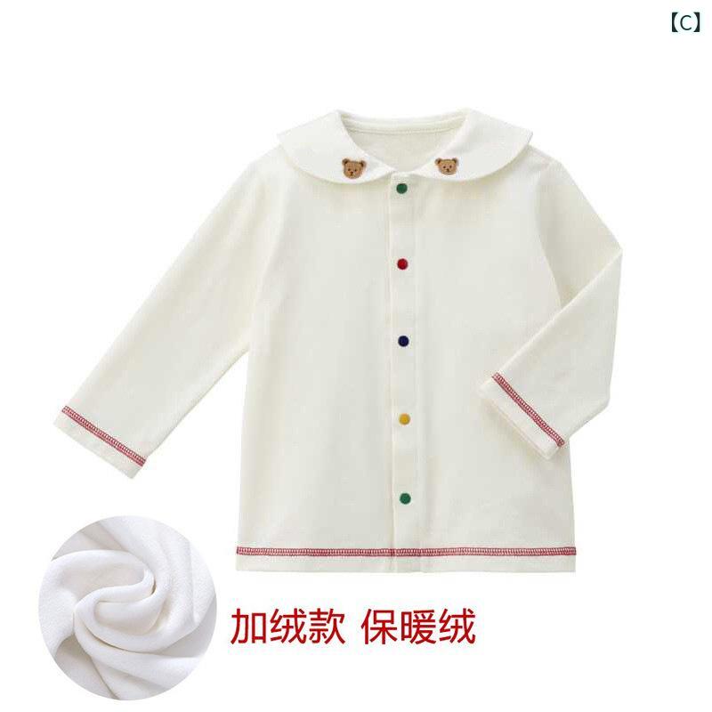 ビジョンストアのシャツ キッズ 男の子 女の子 子供 長袖 セーラーカラー 海軍風 刺繍 クマ 刺しゅう 動物 アニマル トップス カットソー インナー 通学 通園 お出かけ 普段使い カジュアル コットン 綿 かわいい おしゃれ 秋 冬 春｜アングル3