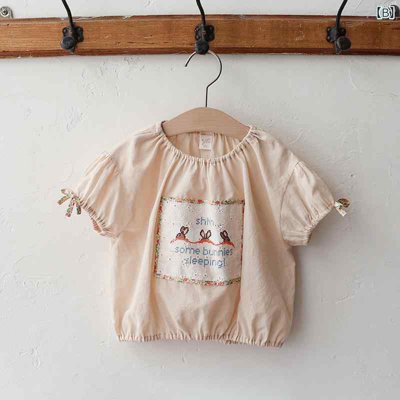 ビジョンストアのTシャツ キッズ 女の子 ガールズ 子供服 トップス 半袖 カットソー ラウンドネック 丸首 プルオーバー ルーズ ゆるめ 英語 英字 ロゴ プリント いちご イチゴ柄 ストロベリー カジュアル かわいい おしゃれ 夏服 夏服 薄手 さわやか｜アングル3
