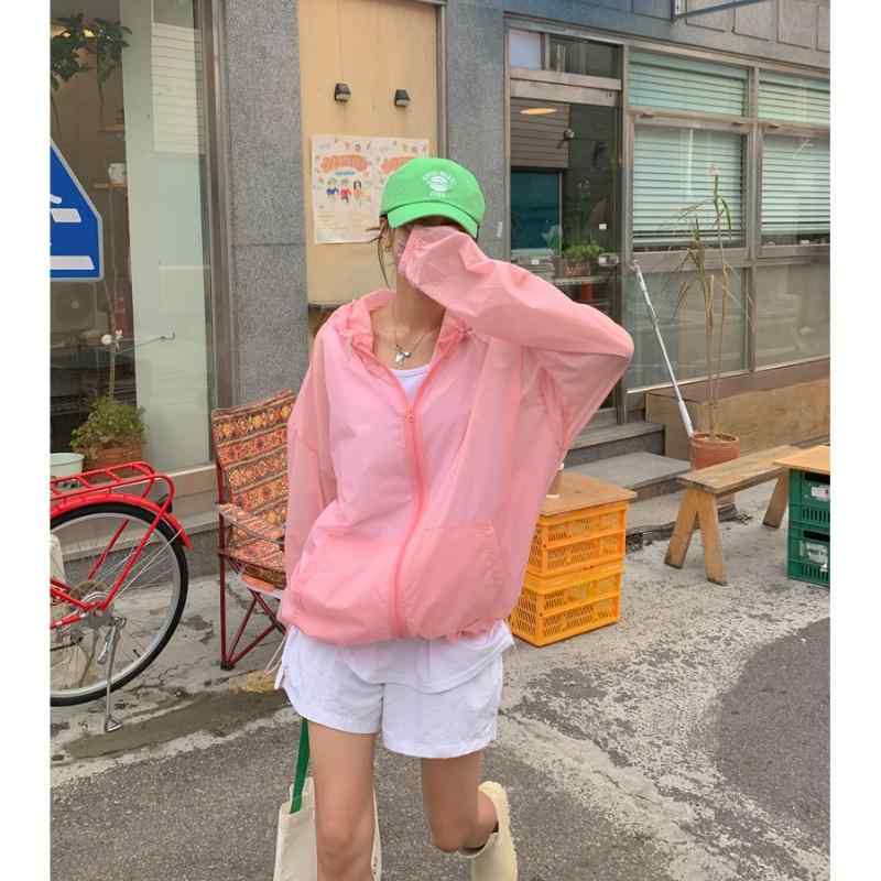 ・カテゴリ: Tシャツ・主な素材: ナイロン95%以上・着丈: 普通丈（約50cm〜65cm）・カラー展開: ホワイト、ブラック、グレー、ライトグリーン、スカイブルー、ピンク・サイズ展開: フリーサイズ・スタイル: 原宿系、日韓カジュアル、スウィートカジュアル・柄: 無地・デザイン特徴: ファスナー・防紫外線指数: UPF30+・袖型: レギュラースリーブ・袖丈: 長袖・厚み: 薄手薄手薄手薄手薄手薄手薄手薄手薄手