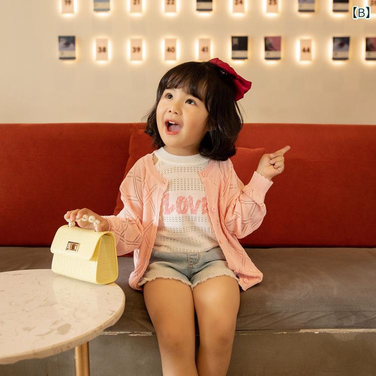ビジョンストアのカーディガン 女の子 キッズ ベビー 接触冷感 透かし編み サマーニット エアコン対策 防寒 アウター 日焼け防止 紫外線カット 薄手 羽織り トップス ボレロ ニット カットソー 子供服 カジュアル 涼しい 軽量 通気性 かわいい｜アングル3
