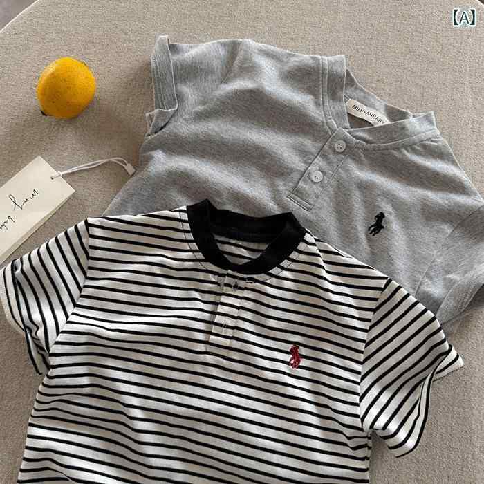 Tシャツ キッズ 男の子 女の子 ジュニア ベビー ボーイズ ガールズ トップス 半袖 カットソー ボーダー 柄 丸首 クルーネック プルオーバー 綿 コットン 伸縮性 通気性 カジュアル デイリー 普段使い 子供服