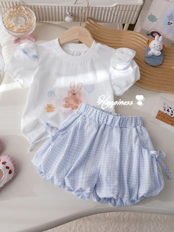 セットアップ 女の子 キッズ 子ども服 半袖 Tシャツ ショートパンツ ハーフパンツ 短パン 上下セット 2点セット トップス ボトムス カットソー ガールズ 夏 サマー 涼しい 薄手 伸縮性 通学 普段着 デイリー かわいい おしゃれ キャラクター プ