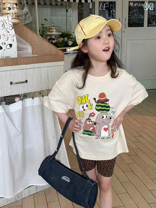 ・カテゴリ: 子供Tシャツ・対象性別: 男女共用・スタイル: 韓国風・フード: なし・袖丈: 半袖・対象年齢: 中小の子供（3～8歳、身長100～140cm）・生地加工: 柔軟処理・柄: カートン、プリント、可愛い、トレンド・主な素材: 綿95%・ネックライン: クルーネック・機能: 吸湿速乾・カラー展開: アイボリー、ワインレッド、イエロー、ダークパープル、ライトパープル・対応身長: 80cm、90cm、100cm、110cm、120cm、130cm、140cm、150cm