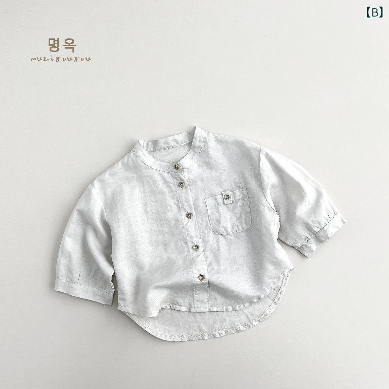 ビジョンストアのシャツ 男の子 女の子 キッズ 子供 ベビー 防晒服 アウター 長袖 フード付き 羽織り カーディガン 薄手 接触冷感 涼しい 通気性 速乾 紫外線対策 日焼け防止 日よけ 冷房対策 旅行 お出かけ カジュアル おしゃれ かわいい 綿麻｜アングル3