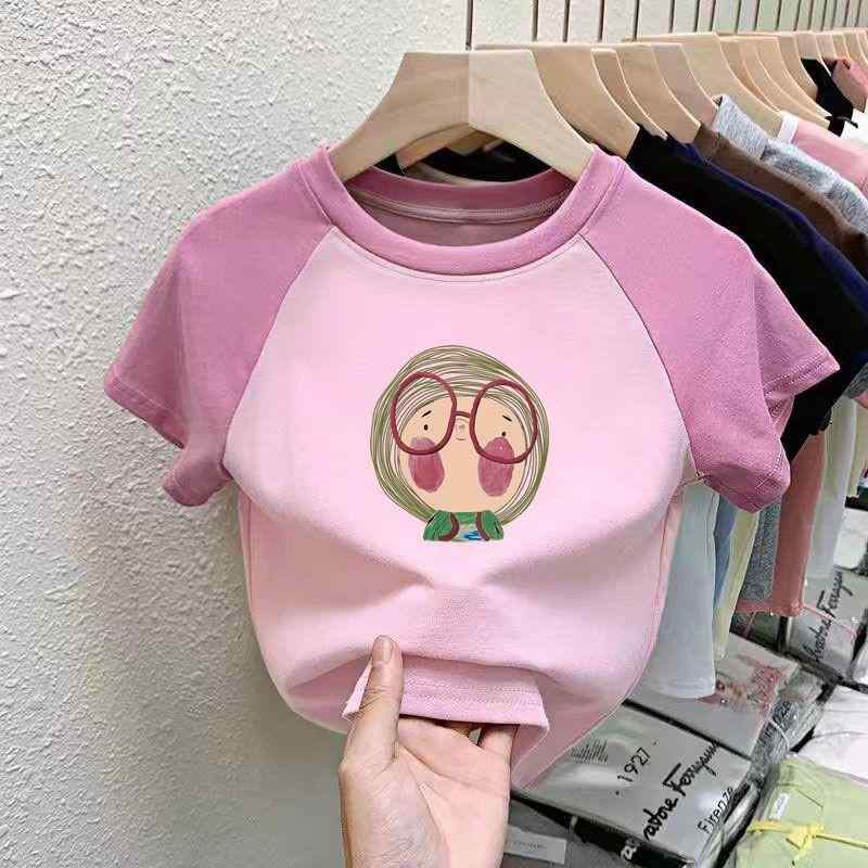 T恤 女の子 キッズ 子供服 カットソー トップス 半袖 切り替え 配色 キャラクター プリント コットン 綿 通気性 伸縮性 普段使い カジュアル かわいい 夏 サマー