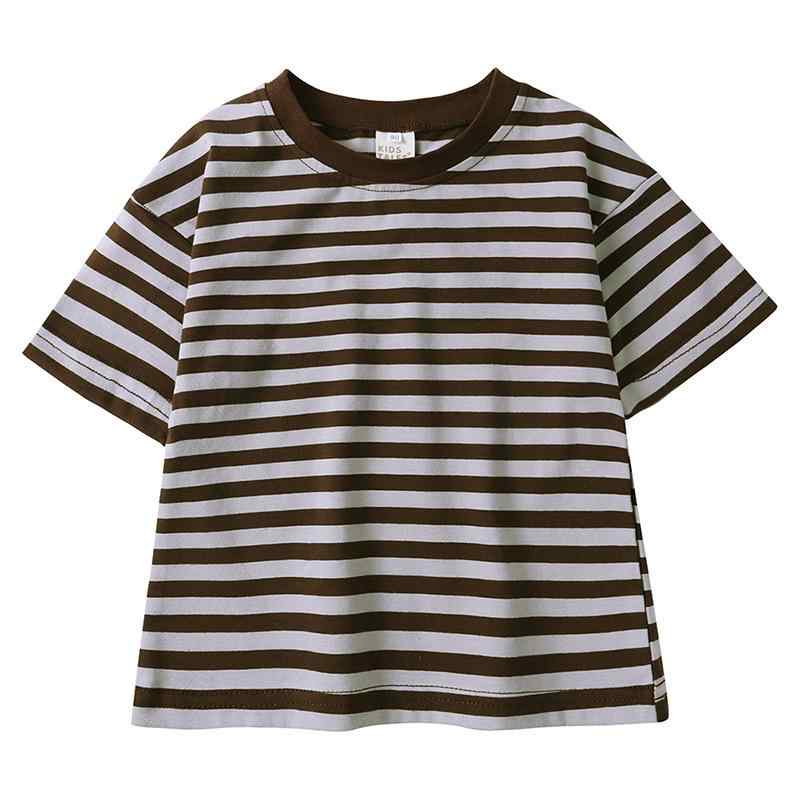Tシャツ キッズ 男の子 女の子 ジュニア 子供服 半袖 カットソー トップス 綿 コットン 春夏 ボーダー しましま ゆったり ルーズ カジュアル 部屋着 普段使い デイリー お出かけ 幼稚園 小学生 ベビー 赤ちゃん 通気性