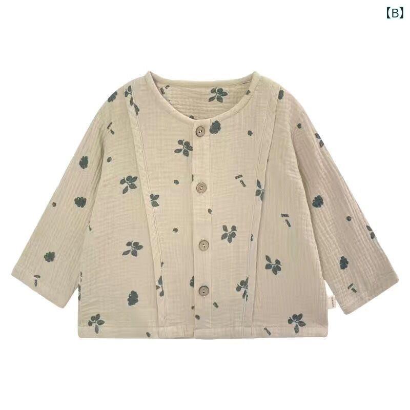 ビジョンストアのシャツ キッズ 男の子 女の子 ベビー 子ども服 トップス カーディガン 羽織り 長袖 コットンダブルガーゼ 綿 柔らかい 肌に優しい 快適 カジュアル シンプル ナチュラル 無地 ゆったり 着心地 通気性抜群 普段着｜アングル3