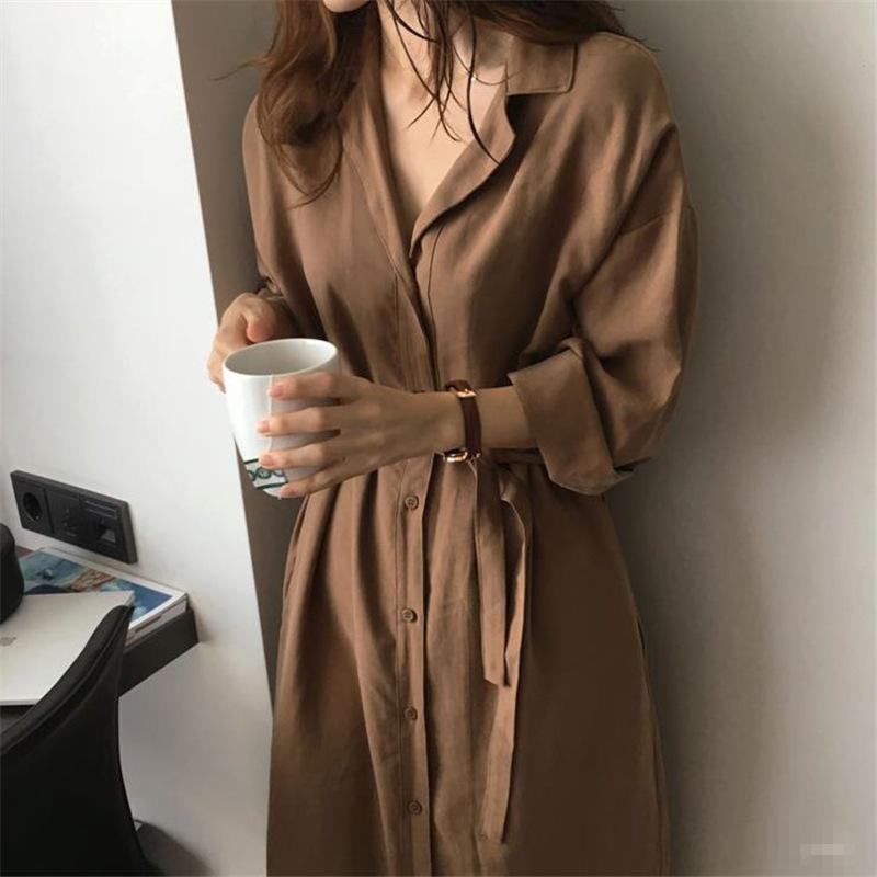 コート レディース スプリングコート トレンチコート ロング ロング丈 アウター ライトアウター 羽織り カーディガン シャツ シャツワンピース トップス 春秋 長袖 ゆったり 体型カバー 無地 襟付き 前開き 日焼け防止 防寒 カジュアル シンプル オ