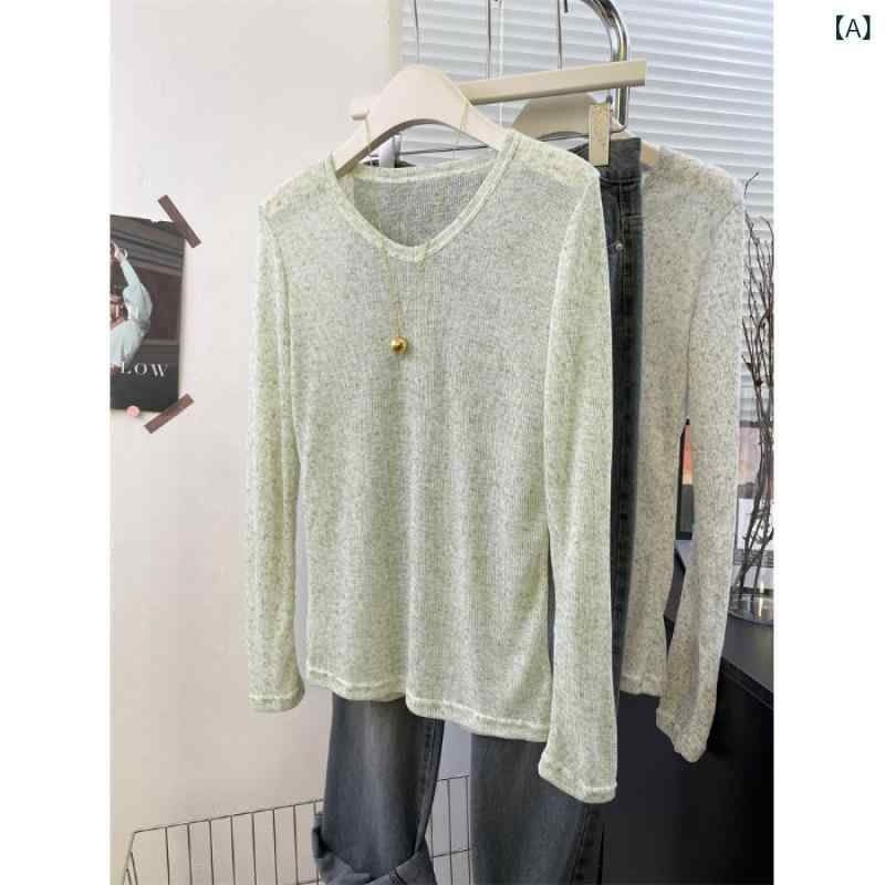 Tシャツ レディース 長袖 トップス カットソー Vネック 紫外線対策 日焼け防止 シ...