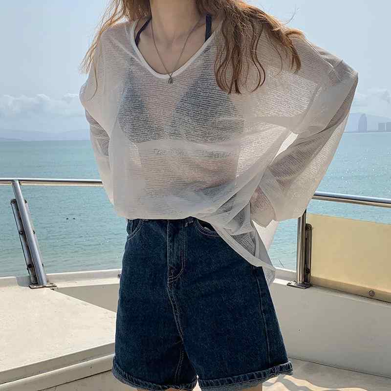 ・カテゴリ: Tシャツ・主な素材: ポリエステル100%・柄: 無地・スタイル: プルオーバー・袖丈: 長袖・クラフト: 拼接・シルエット: ルーズフィット・着丈: 普通丈（50cm超65cm以下）・ネックライン: Vネック・袖型: ドルマンスリーブ・流行要素: カジュアル、着回し、クリエイティブ・カラー展開: ホワイト、ピンク・サイズ展開: フリーサイズ・テイスト: お姉様系、快適カジュアル
