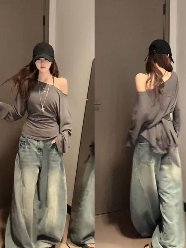 ・カテゴリ: Tシャツ・主な素材: ポリエステル95%以上・柄: 無地・スタイル: プルオーバー・袖丈: 長袖・工芸: 高温定型・シルエット: ルーズフィット・着丈: 普通丈（50cm超、65cm以下）・ネックライン: クルーネック・袖型: レギュラースリーブ・デザイン特徴: リボン・カラー展開: カーキ、ブラック、グレー、ホワイト、グリーン、ピンク、ブルー・サイズ展開: S（42.5kg以内推奨）、M（42.5-50kg推奨）、L（50-57.5kg推奨）、XL（57.5-65kg推奨）・テイスト: ストリートファッション、セクシー
