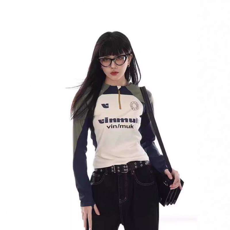 Tシャツ メンズ レディース 長袖 カットソー トップス プルオーバー ハーフジップ ...