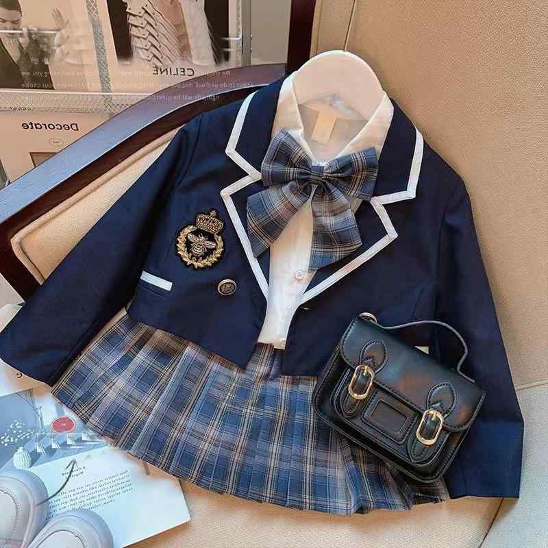 セットアップ 女の子 キッズ 子供 ジャケット 長袖 シャツ プリーツスカート 3点セ...