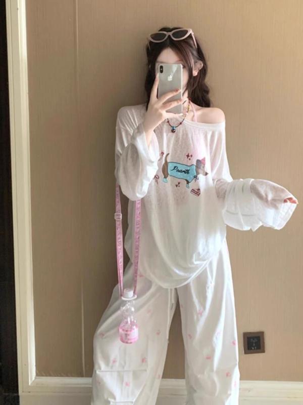 ・カテゴリ: Tシャツ・スタイル: カジュアル、リラックス、快適カジュアル・主な素材: ポリエステル・ネックライン: クルーネック・袖丈: 長袖・袖型: レギュラースリーブ・シルエット: ルーズフィット・着丈: 約50cm～65cm・柄: アニメキャラクタープリント、立体デザイン・カラー展開: ホワイト・サイズ展開: S、M、L、XL