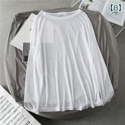 Tシャツ レディース カットソー 長袖 薄手 トップス 部屋着 カジュアル 紫外線対策...
