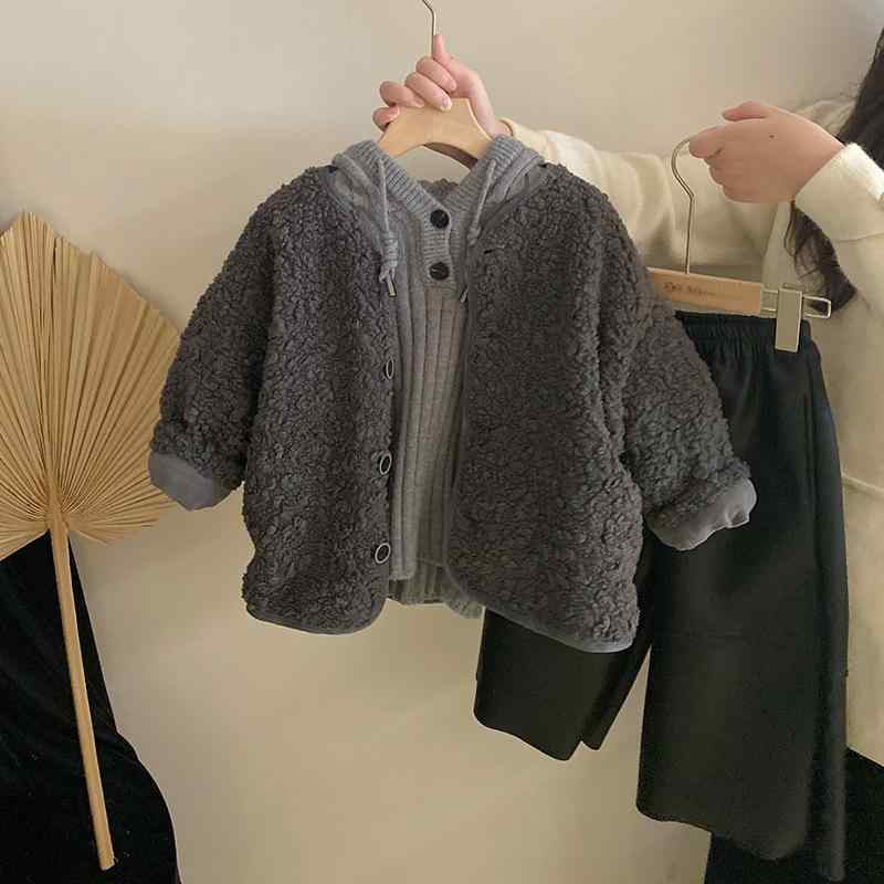 アウター 女の子 キッズ 秋冬 長袖 裏起毛 暖かい フード付き ニット セーター トップス レザーパンツ 長ズボン 上下セット セットアップ 幼児 子供服 カジュアル 防寒 かわいい おしゃれ 通学 通学 vision-stores-10489396 ビジョンストア パッケージ画像