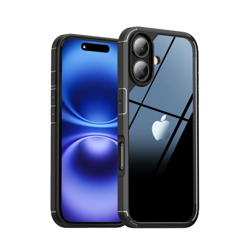 Eazaki iPhone 16plus 用 ケース 透明 米軍MIL規格保護 黄変防止 TPU+PC 6.7インチ 薄型軽量ケース ブラック·クリア