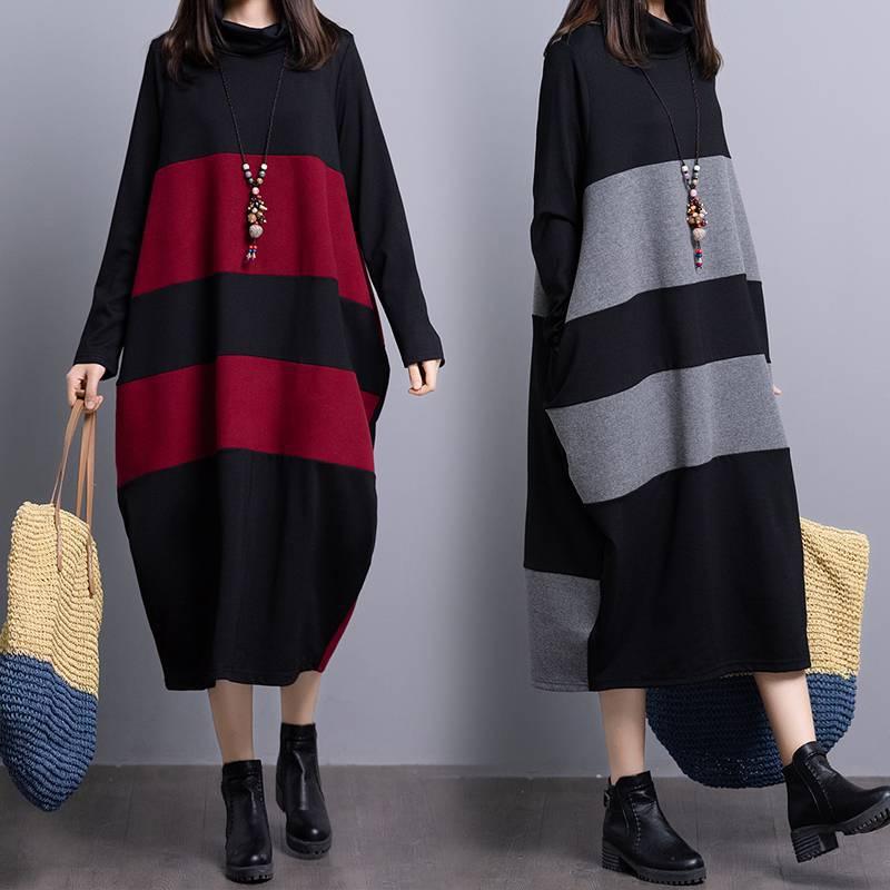 ニットワンピース レディース 長袖 ロング丈 コクーン ゆったり バイカラー 配色 体型カバー 大きいサイズ お出かけ カジュアル きれいめ 秋 冬(x3) vision-stores-10496938 ビジョンストア パッケージ画像