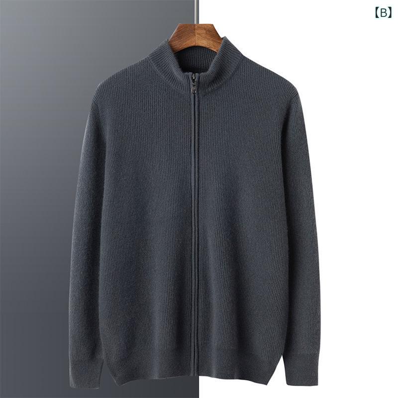 カーディガン メンズ 男性用 ハーフジップ セーター ニット ジャケット アウター カシミヤ 100% 立ち襟 防寒 暖かい カジュアル ビジネス 通勤 お出かけ 無地 秋 冬 30代 40代 50代 vision-stores-10498107 ビジョンストア サンプル画像3