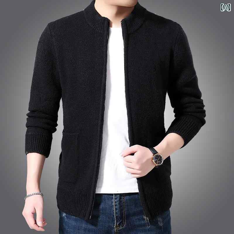 カーディガン メンズ 男性用 立ち襟 ニット ニットジャケット アルパカウール ジップアップ 厚手 アウター トップス カジュアル 通勤 お出かけ 暖かい 防寒 50代 秋 冬 vision-stores-10501007 ビジョンストア サンプル画像2