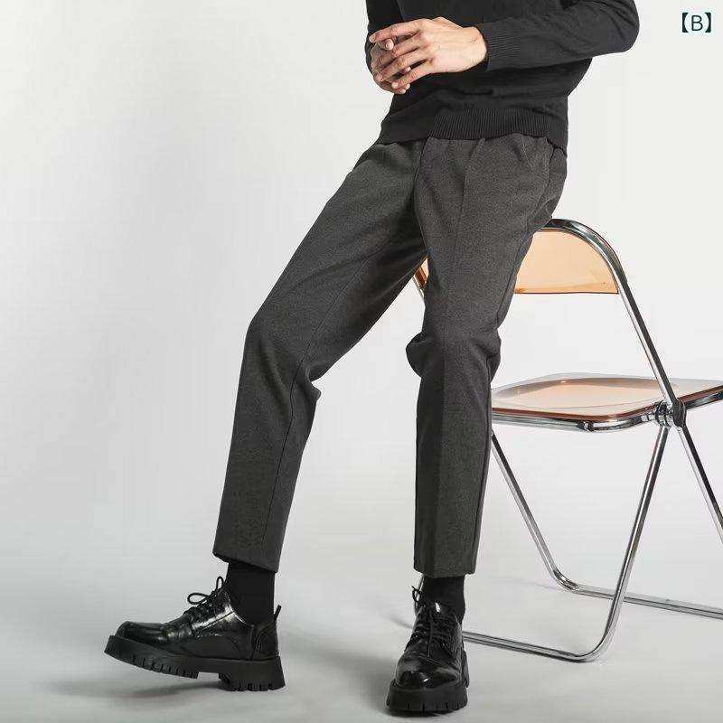 スラックス メンズ 男性 テーパードパンツ ウール調 ボトムス 九分丈 アンクルパンツ カジュアル ビジネス 通勤 通学 おしゃれ 暖かい 秋 冬 30代 40代 vision-stores-10503873 ビジョンストア サンプル画像3