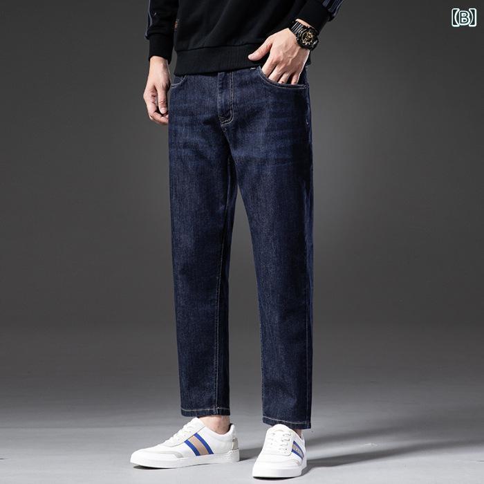デニムパンツ メンズ スリム ジーパン 細身 ストレッチ 伸縮 ジーンズ デニム ボトムス ロングパンツ 長パンツ 裏起毛 暖かい 防寒 秋 冬 カジュアル 通学 通勤 お出かけ 10代 20代 30代 おしゃれ vision-stores-10504495 ビジョンストア サンプル画像3