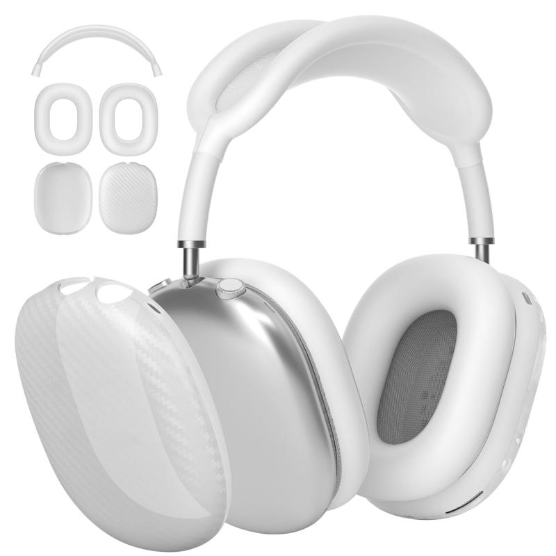AirPods Maxヘッドフォン用ケースカバー AHBTEYM カーボンファイバーテクスチャTPUイヤーカップカバー/イヤーパッドケースカバー Apple AirPod Max用ヘッドバンドカバー、アクセサリー シリコンプロ - 2
