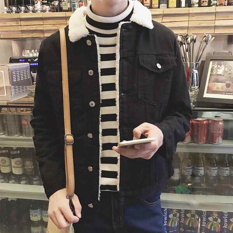デニムジャケット メンズ 男性 裏起毛 ボアジャケット アウター デニム コート ブルゾン 冬 防寒 厚手 暖かい ゆったり 大きいサイズ 通学 旅行 カジュアル ブルー ネイビー