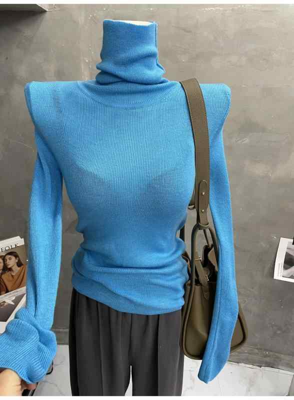 ニット トップス レディース ハイネック タートルネック カットソー 長袖 薄手 タイト リブ セーター 体型カバー インナー 無地 秋冬 20代 通勤 お出かけ 旅行 上品 おしゃれ きれいめ 大人 かわいい vision-stores-10526632 ビジョンストア パッケージ画像