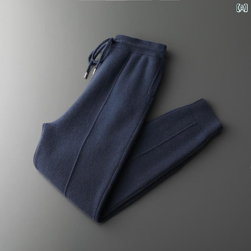 ウールパンツ メンズ テーパードパンツ ニットパンツ 羊毛100 ボトムス ズボン ビジネス カジュアル 厚手 防寒 暖かい 束脚 紳士 秋冬 通勤 通学 普段使い 30代 40代 50代 ゆったり 高見え vision-stores-10540022 ビジョンストア サンプル画像2