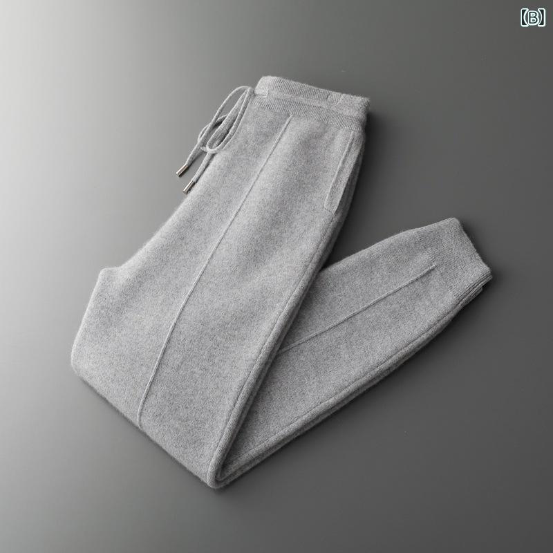 ウールパンツ メンズ テーパードパンツ ニットパンツ 羊毛100 ボトムス ズボン ビジネス カジュアル 厚手 防寒 暖かい 束脚 紳士 秋冬 通勤 通学 普段使い 30代 40代 50代 ゆったり 高見え vision-stores-10540022 ビジョンストア サンプル画像3