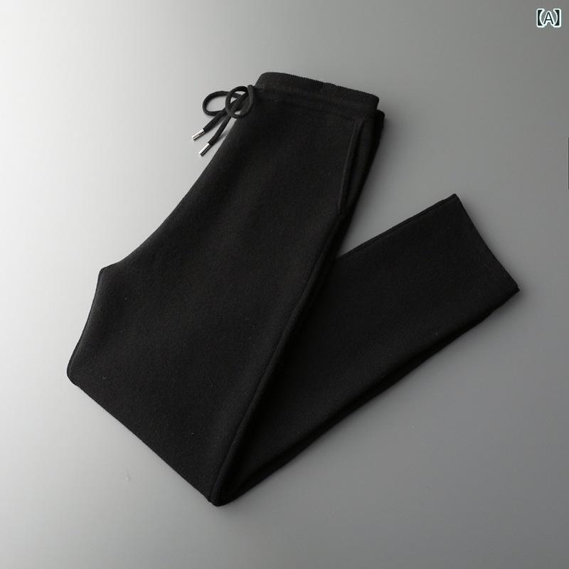 カジュアルパンツ メンズ テーパードパンツ カシミア 無地 ストレッチ 暖かい ゆったり ズボン ボトムス 秋 冬 通勤 普段使い 通学 ブラック ベージュ グレー 30代 vision-stores-10540033 ビジョンストア サンプル画像2