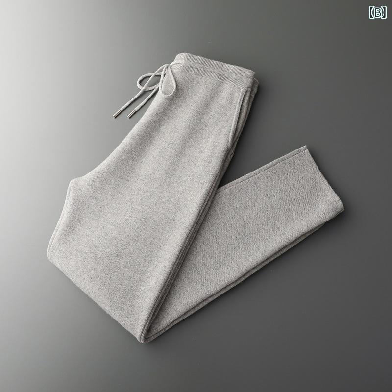 カジュアルパンツ メンズ テーパードパンツ カシミア 無地 ストレッチ 暖かい ゆったり ズボン ボトムス 秋 冬 通勤 普段使い 通学 ブラック ベージュ グレー 30代 vision-stores-10540033 ビジョンストア サンプル画像3