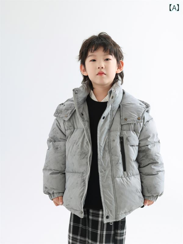 キッズ アウター 男の子 ダウンジャケット ダウンコート 滑雪服 フード付き 防寒着...