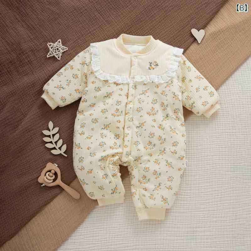 ベビー服 ロンパース 男の子 女の子 新生児 冬 中綿 保暖 護肚 厚手 カバーオール ...