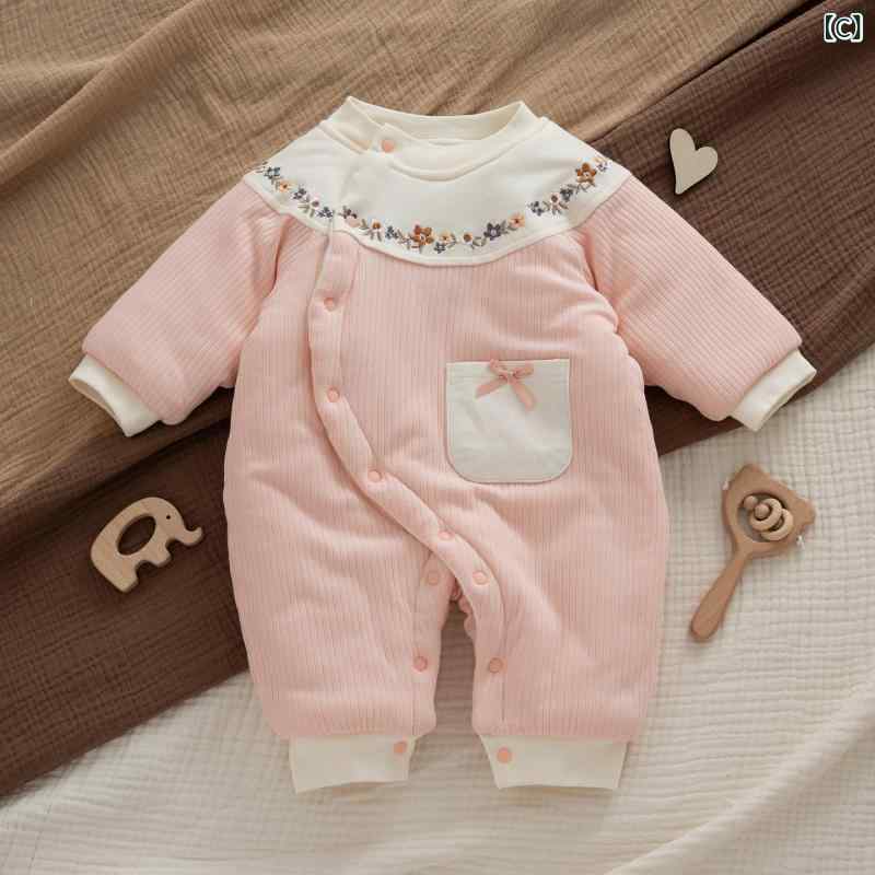 ベビー服 ロンパース 男の子 女の子 新生児 冬 中綿 保暖 護肚 厚手 カバーオール ...