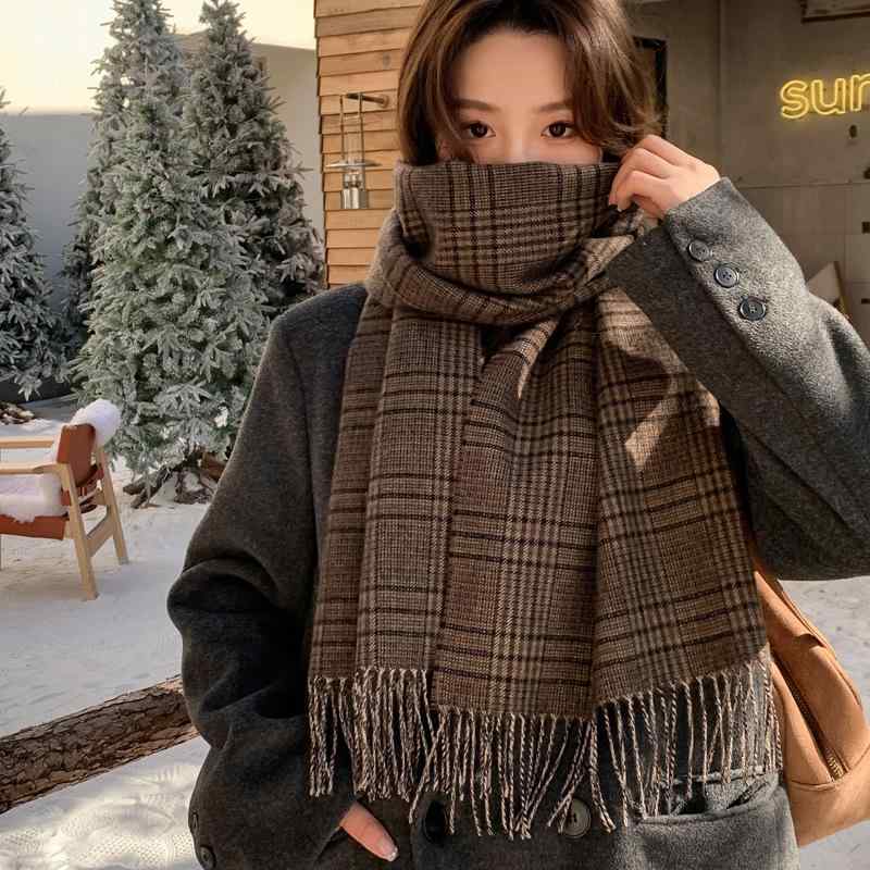 マフラー ストール レディース メンズ 千鳥格子 ウール カシミヤ混 秋 冬 防寒 暖...