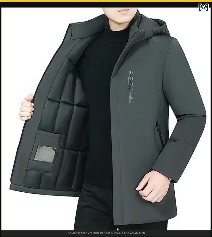 ・カテゴリ: 棉衣/棉服・スタイル: 国潮・デザイン: カーディガン・シルエット: ルーズフィット・中綿素材: ポリエステル100%・フード: あり（取り外し可能）・厚さ: 極厚・対象: 中年男性・表地素材: アセテート繊維80%・裏地素材: ポリエステル80%・着用シーン: カジュアル・機能: 防風・加工: ノーアイロン加工・仕様詳細: プリント・ポケット: サイドポケット・裾デザイン: ストレートヘム・カラー展開: グレー、ブラック・サイズ展開: XL、XXL、XXXL、XXXXL、5XL・着丈: ミディアム丈（約65cm-80cm）・中綿量: 約350g