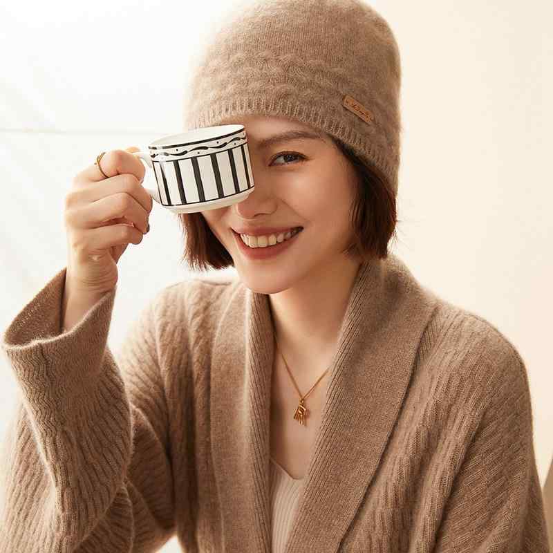 ニット帽 レディース カシミヤ 100% ビーニー ハット 帽子 ニットキャップ 護耳 防...